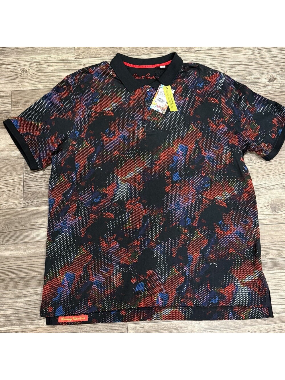 Robert Graham Mens Black Flame Polo Size XX Large NWT